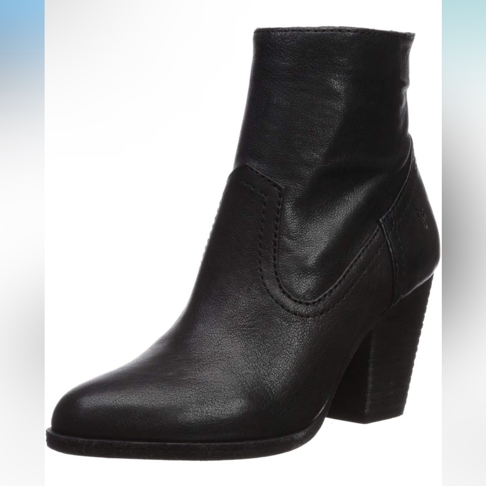 Frye Essa Bootie Black Leather Boho Western High Heel Ankle Bootie 7.5M - Picture 12 of 13